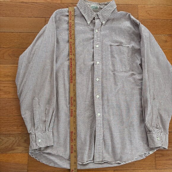 Vintage LL Bean Shirt Mens 17-35 Red Blue‎ Check Single Needle Tailoring Pocket - Picture 7 of 8
